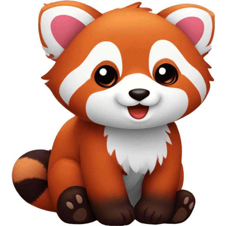 Red panda kawaii style happy with hearts emoji