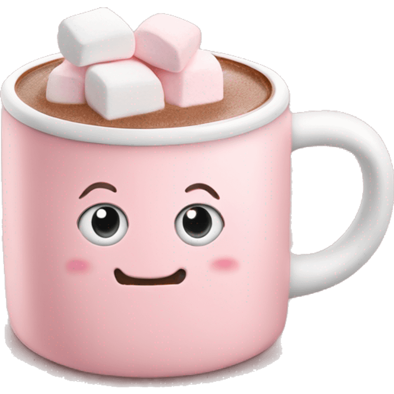 Light Pink mug of hot chocolate with marshmallows  emoji