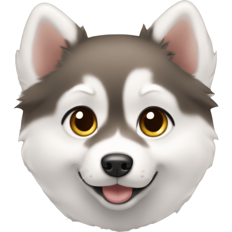 pomsky puppy whie with brown ears and eyes emoji