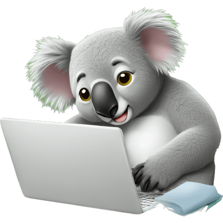 sick koala on the couch with computer emoji