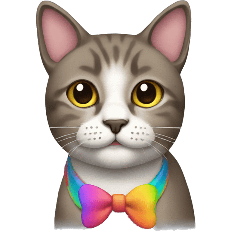 Gato arcoiris con bigote emoji