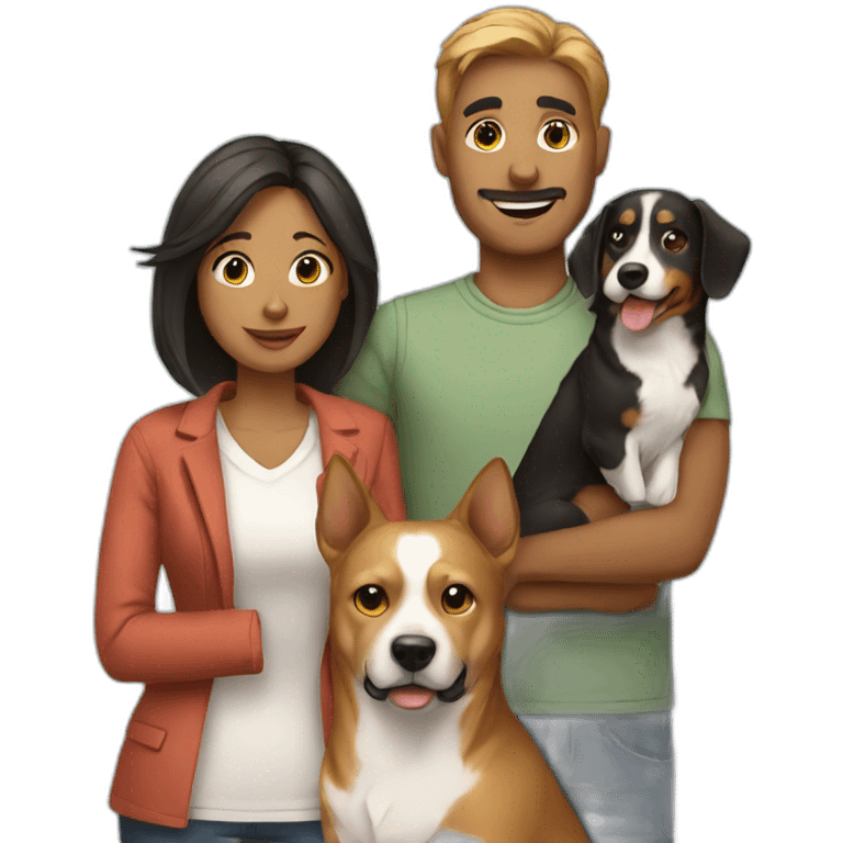 Couple with a dog emoji