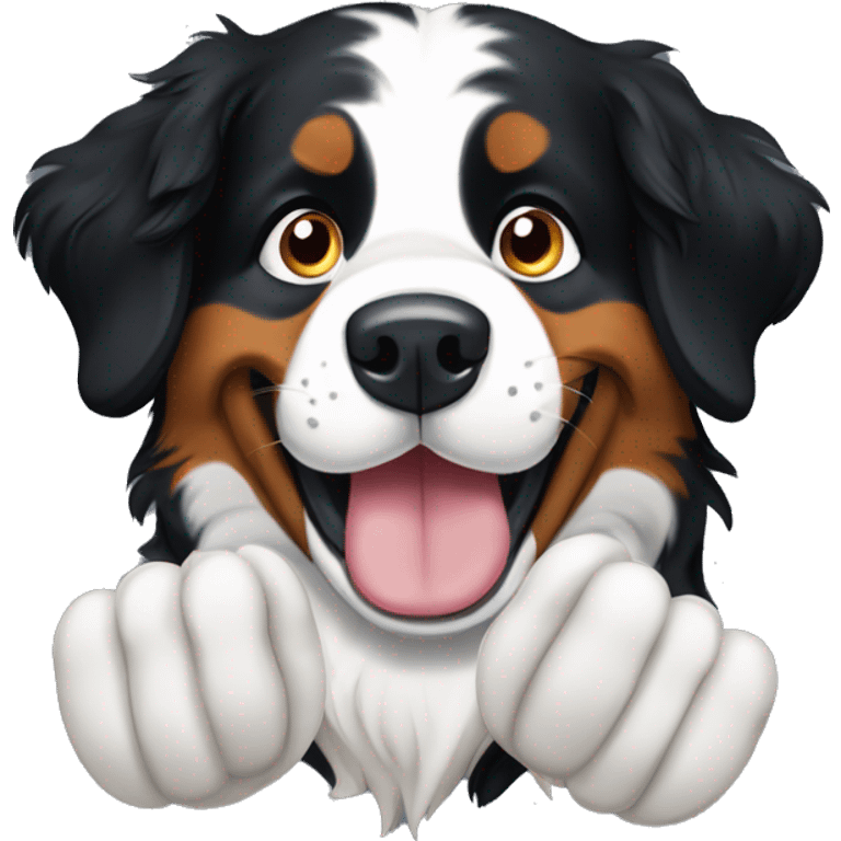 Bernese mountain dog paw waving emoji