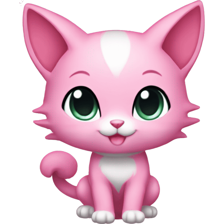 Pink Chibi Anthro Mew-Pokémon full body emoji