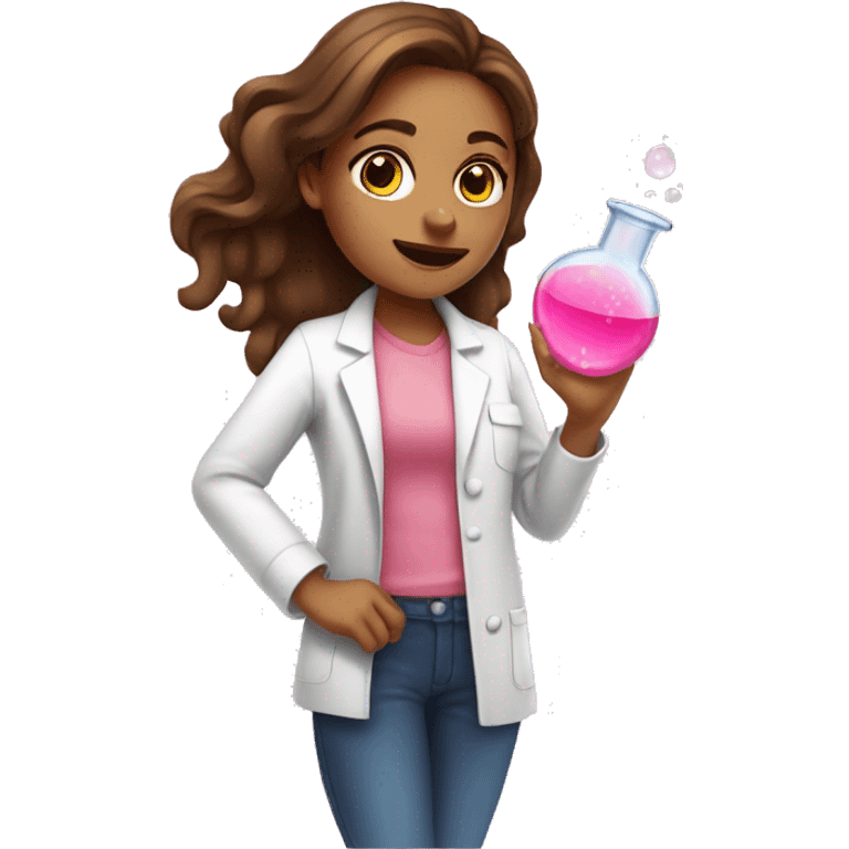 brown-hair girl doing pink chemistry  emoji