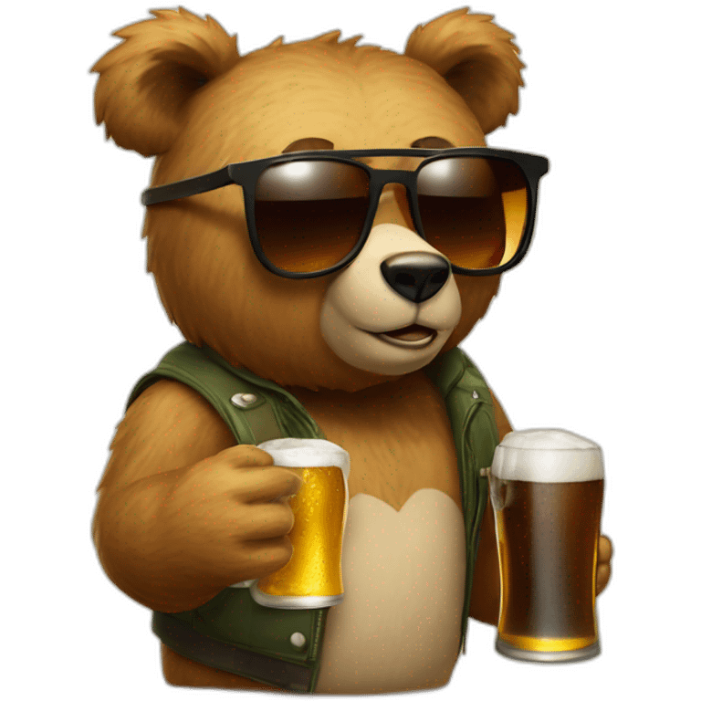 Humanoid bear with sunglasses and a beer emoji