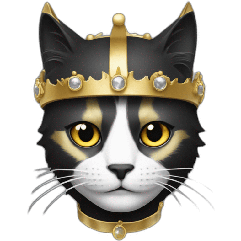 chat noir et blanc avec une couronne en or emoji