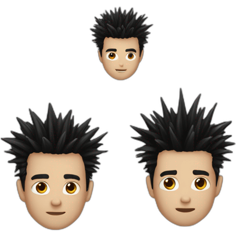 White Dad black spiky hair hair emoji