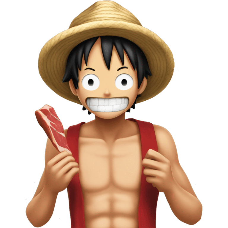 Luffy eating meat emoji