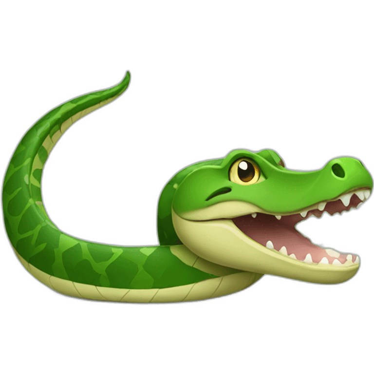 Snake eatng an alligator emoji