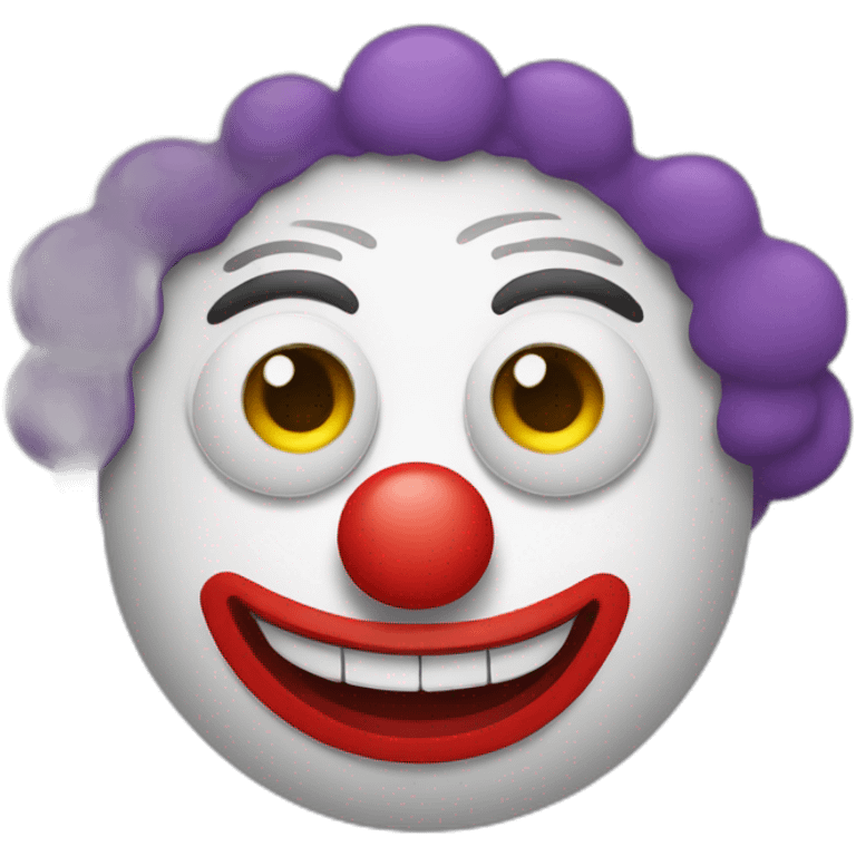 A clown with a round eye and a square eye emoji