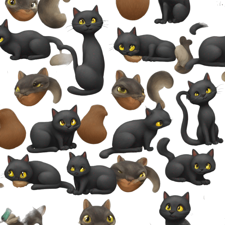 Black cat with squirrel emoji