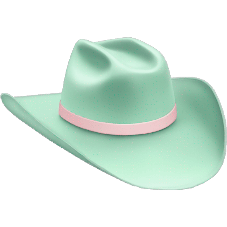 Pale mint cowboy hat with pale pink band emoji