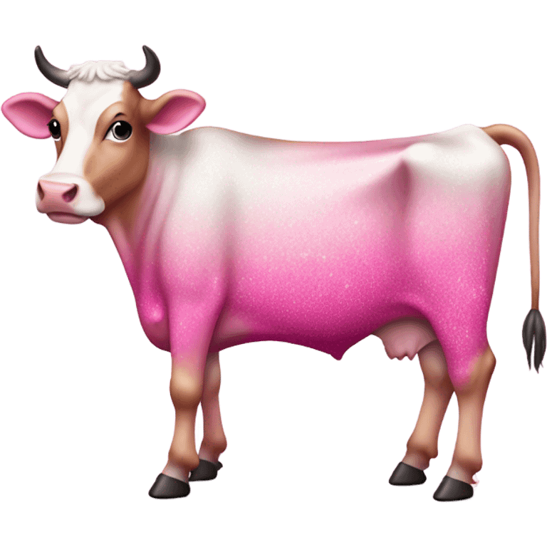 Pink ombre full body cow with glitter  emoji