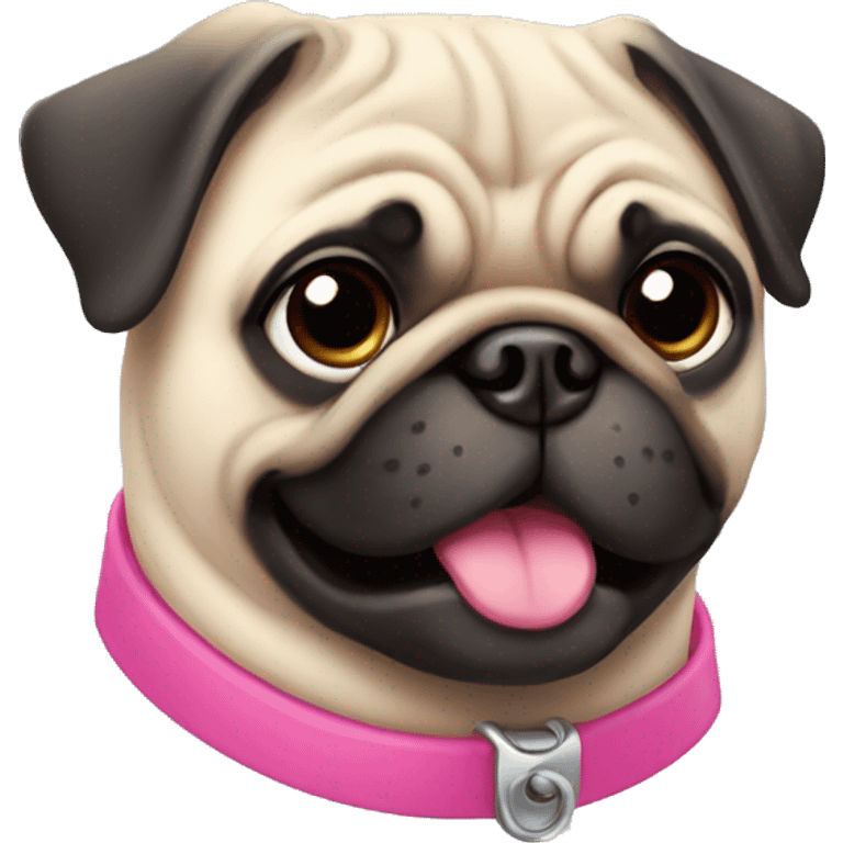 pug with pink collar emoji