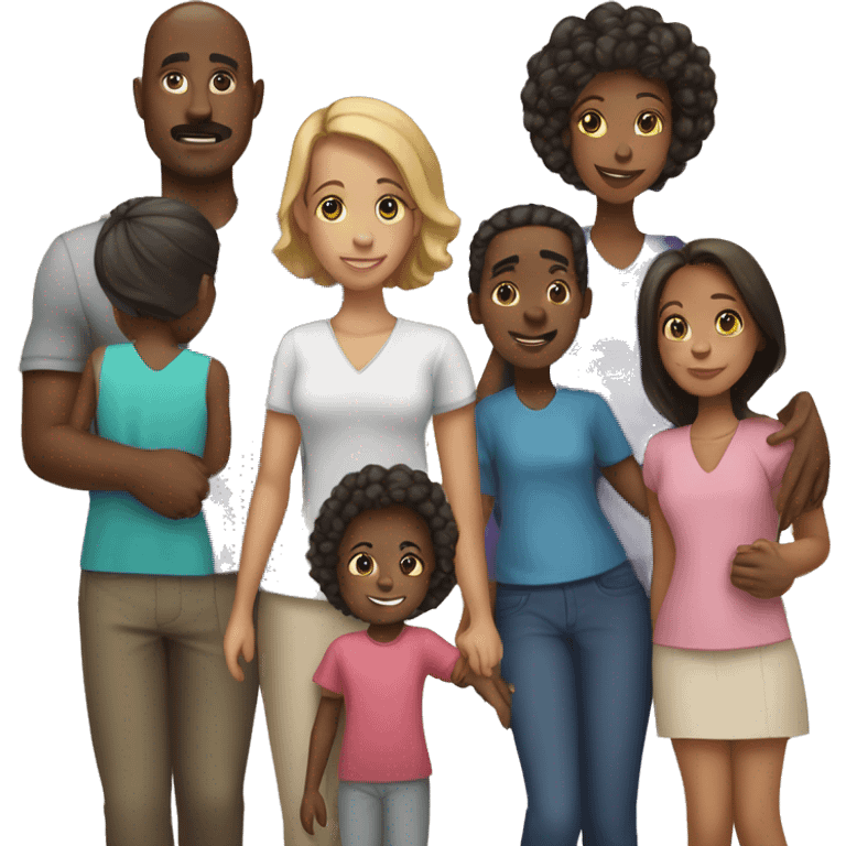 Black family with mom, dad, and two girls emoji