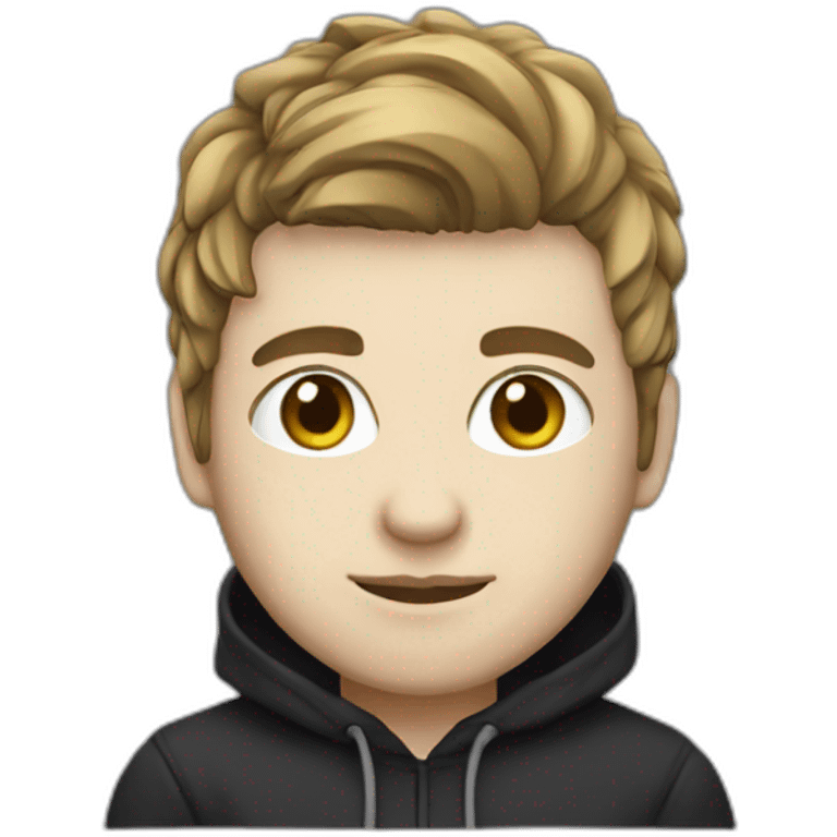 web developer in black hoodie ,white skin, hairtail and computer emoji