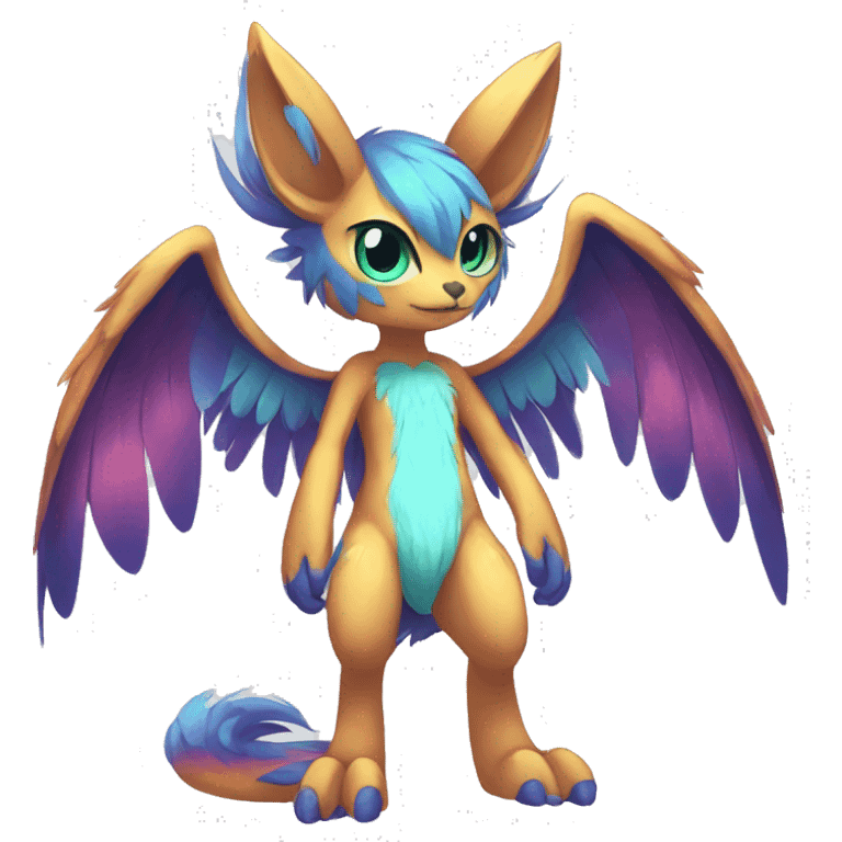 Anthro Sona Cool Edgy Cute Colorful Shy Winged Shiny Fakemon-Fantasy-Creature Full Body emoji