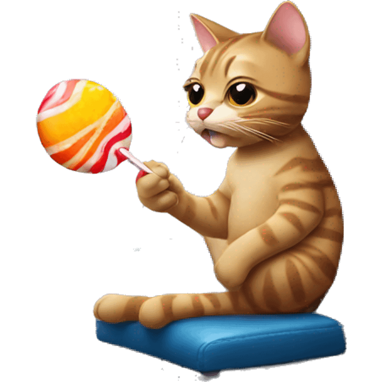 Cat eating a lollipop in an airplane emoji