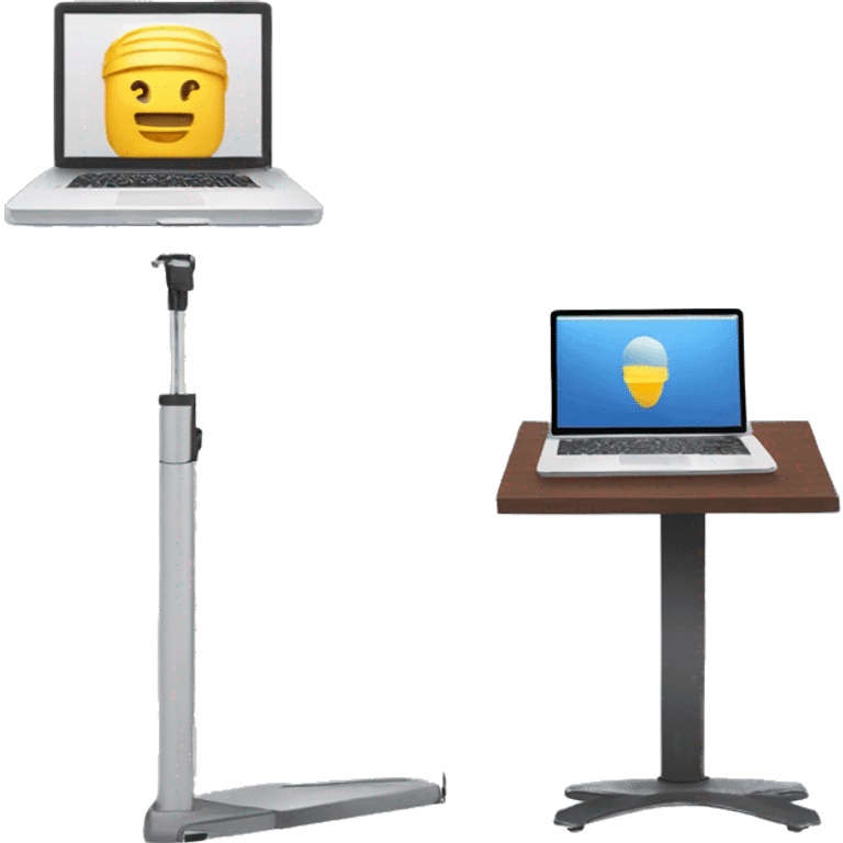 Combine a laptop and a microphone with a keynote stand labeled SOTU emoji