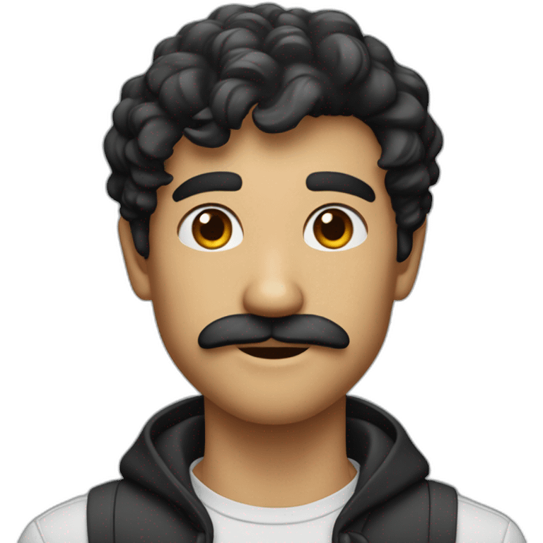 i'm a 23 years old developer, with black hair. and a mustach with no beard. generate me a memoji face emoji