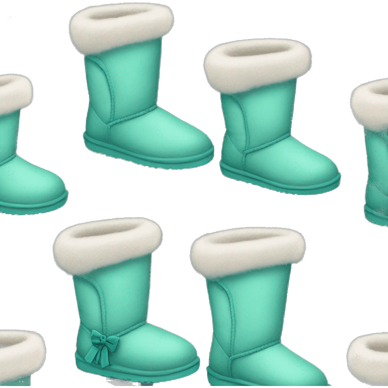 Realistic light teal ugg boots with fur and  and light teal bow. emoji