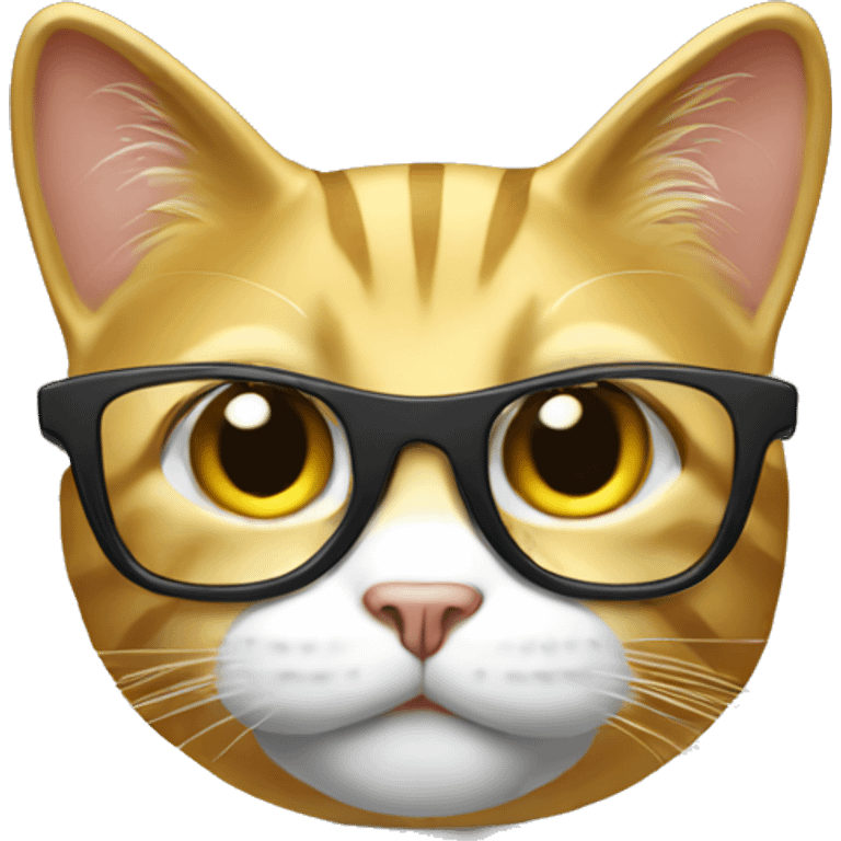 Gold Business cat with smart glasses emoji