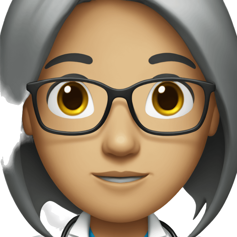 doctor,girl,long black straight hair,black eyes,glasses emoji