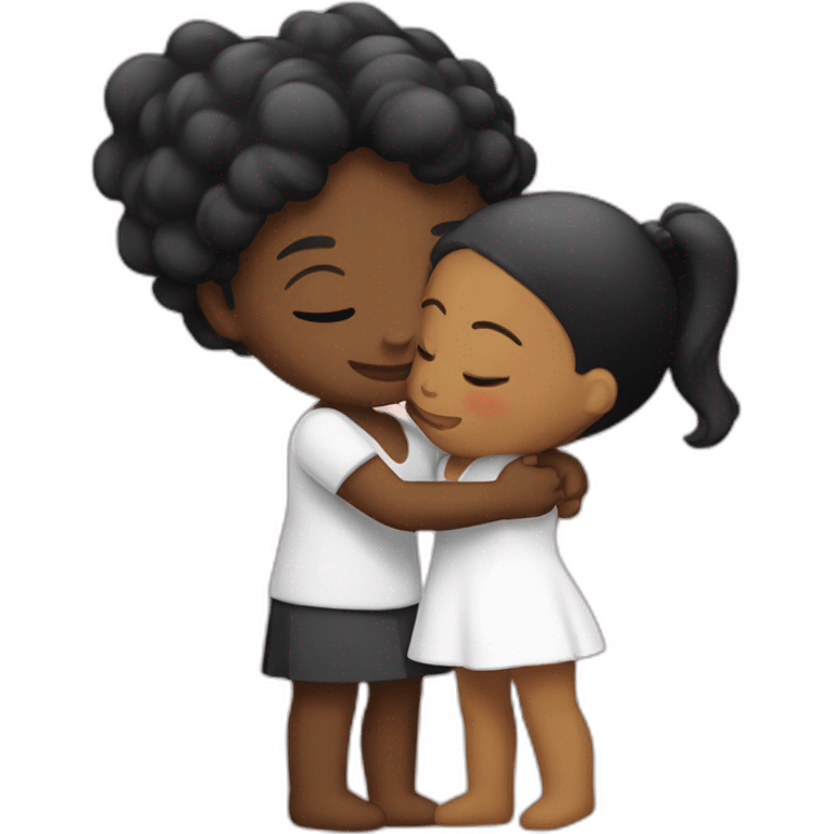 abrazo entre chica negra y blanco calvo emoji