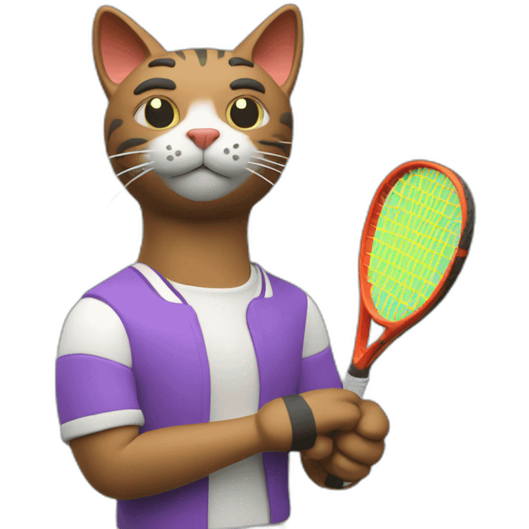 Plasticine cat with a tennis racket in his hand emoji