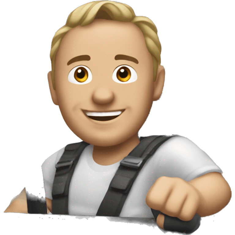 Man driving a white Holden Colorado  emoji