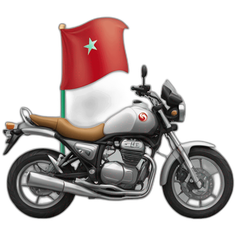 une moto avec le drapeau du Maroc derrière emoji