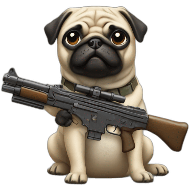 pug holding a rifle emoji