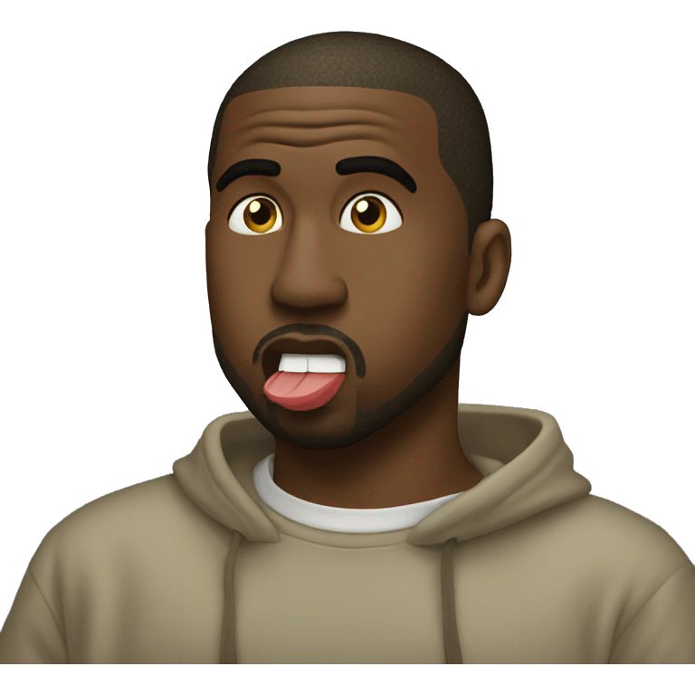 Kanye west with one finger on his mouth shushing  emoji