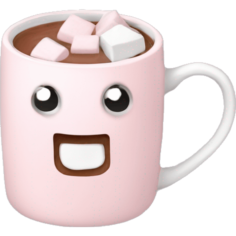 Light Pink mug of hot chocolate with marshmallows  emoji