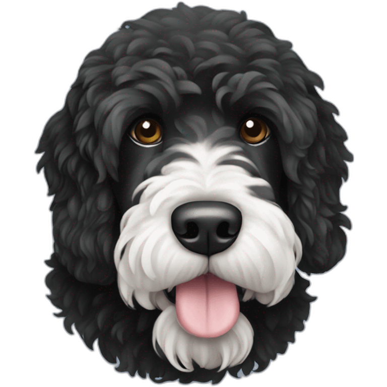 black Portuguese water dog with white chin emoji