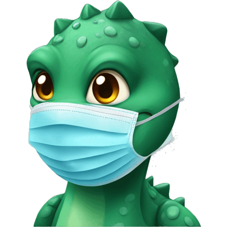 dinosaur wearing a medical mask emoji