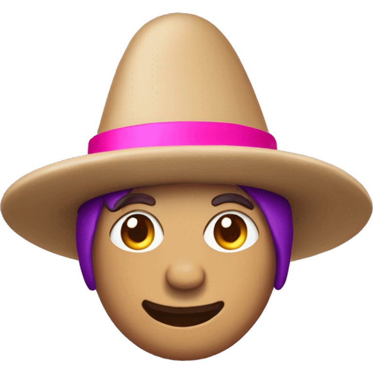 tan eggplant with a pink hat emoji