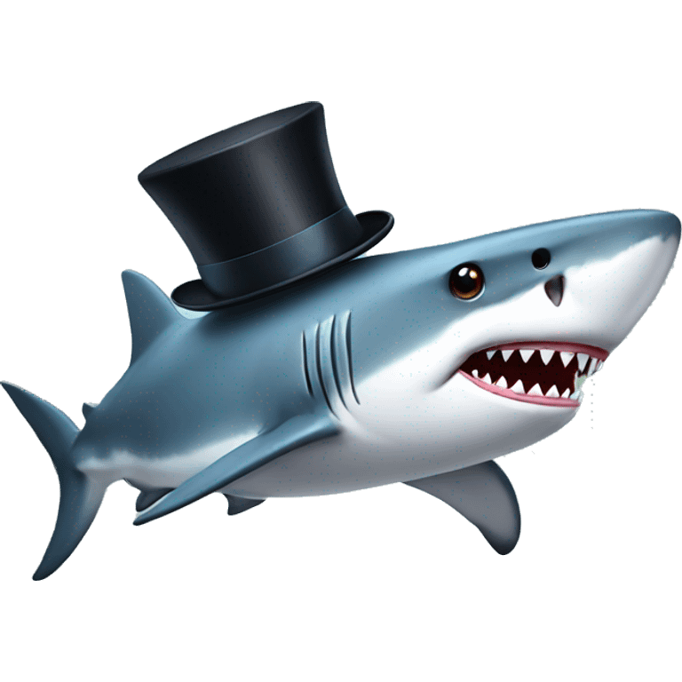 Shark with a top hat emoji