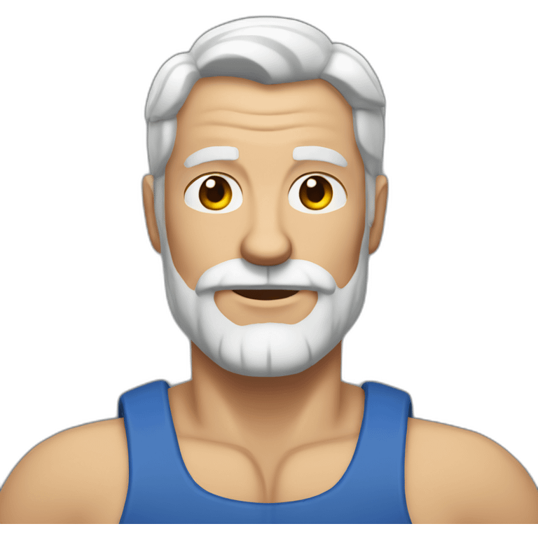 Muscular older white man with short beard brown hair emoji