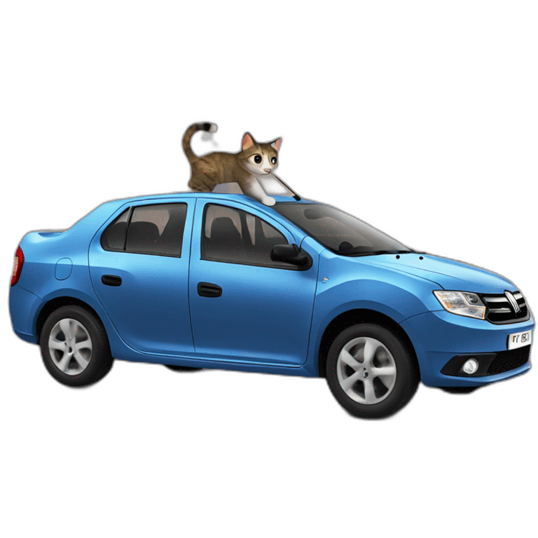 Dacia logan driving by a cat emoji