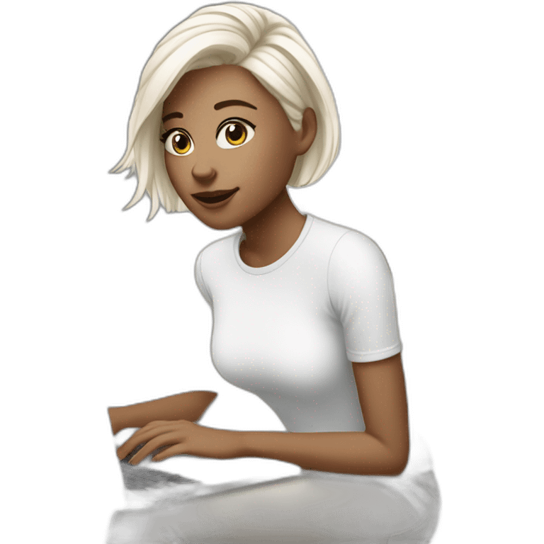 it-white-girl-white-short-hair-with-macbook emoji