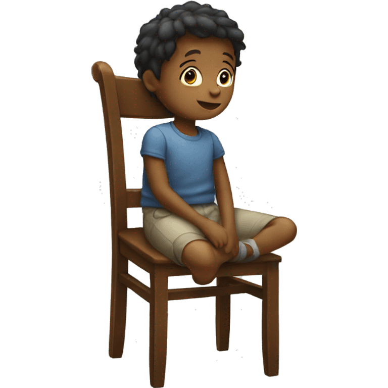 child standing up next to chair emoji