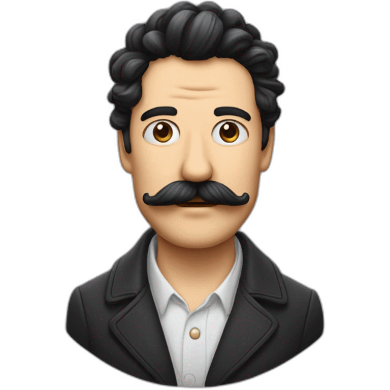 homme avec la moustache de charli chaplin est la frange que d'un coté emoji