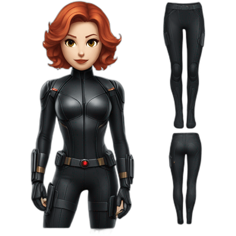 cat in avengers’ black widow suit full body emoji