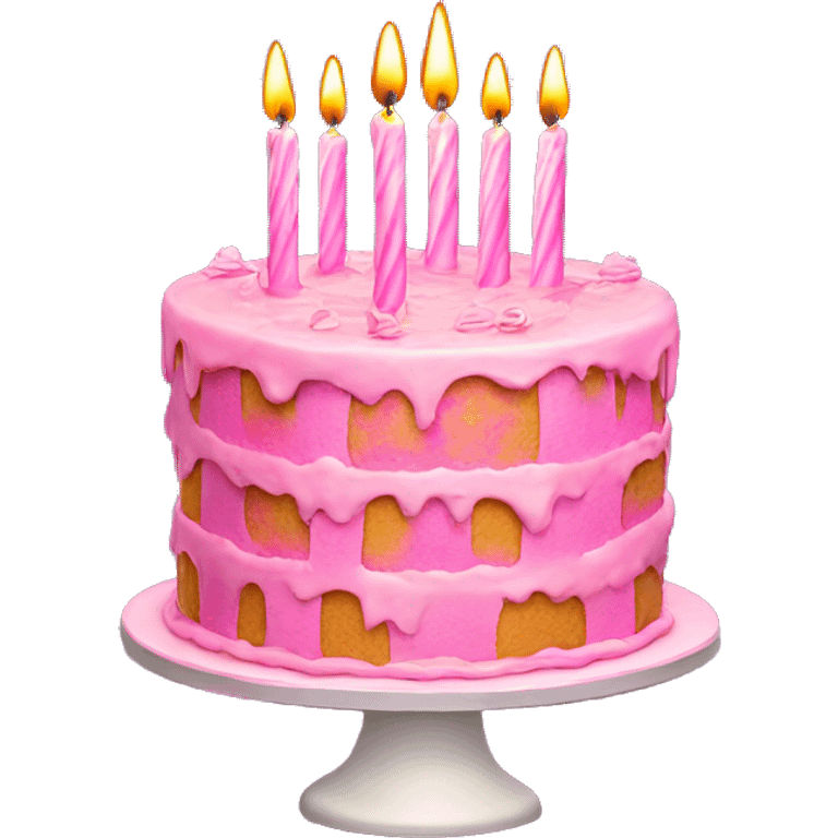 Pink Birthday cake with 22 birthday candles  emoji