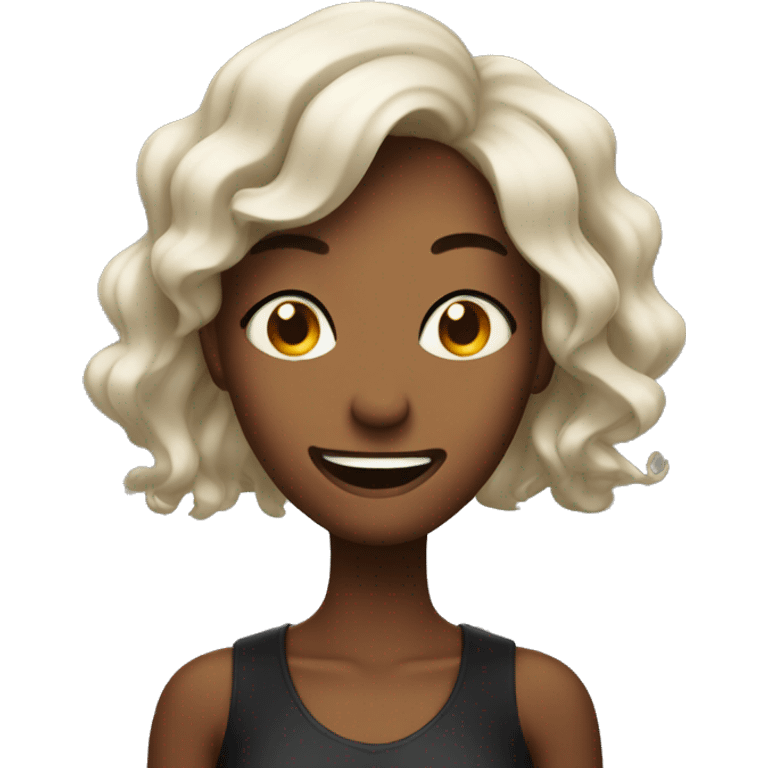 Nervous laugh on black woman emoji