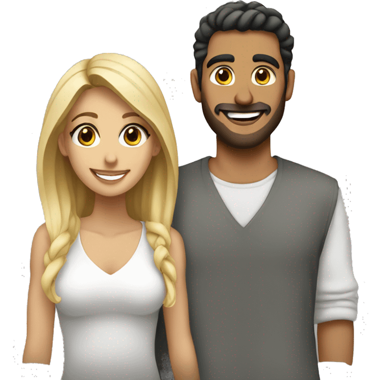 middle eastern guy with blonde girlfriend smiling  emoji