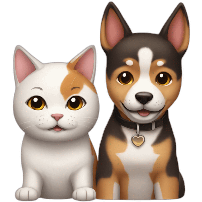 cat friends with dog shiba emoji