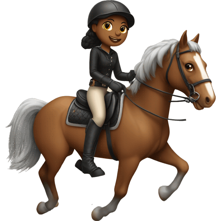 Girl riding horse in gloves emoji